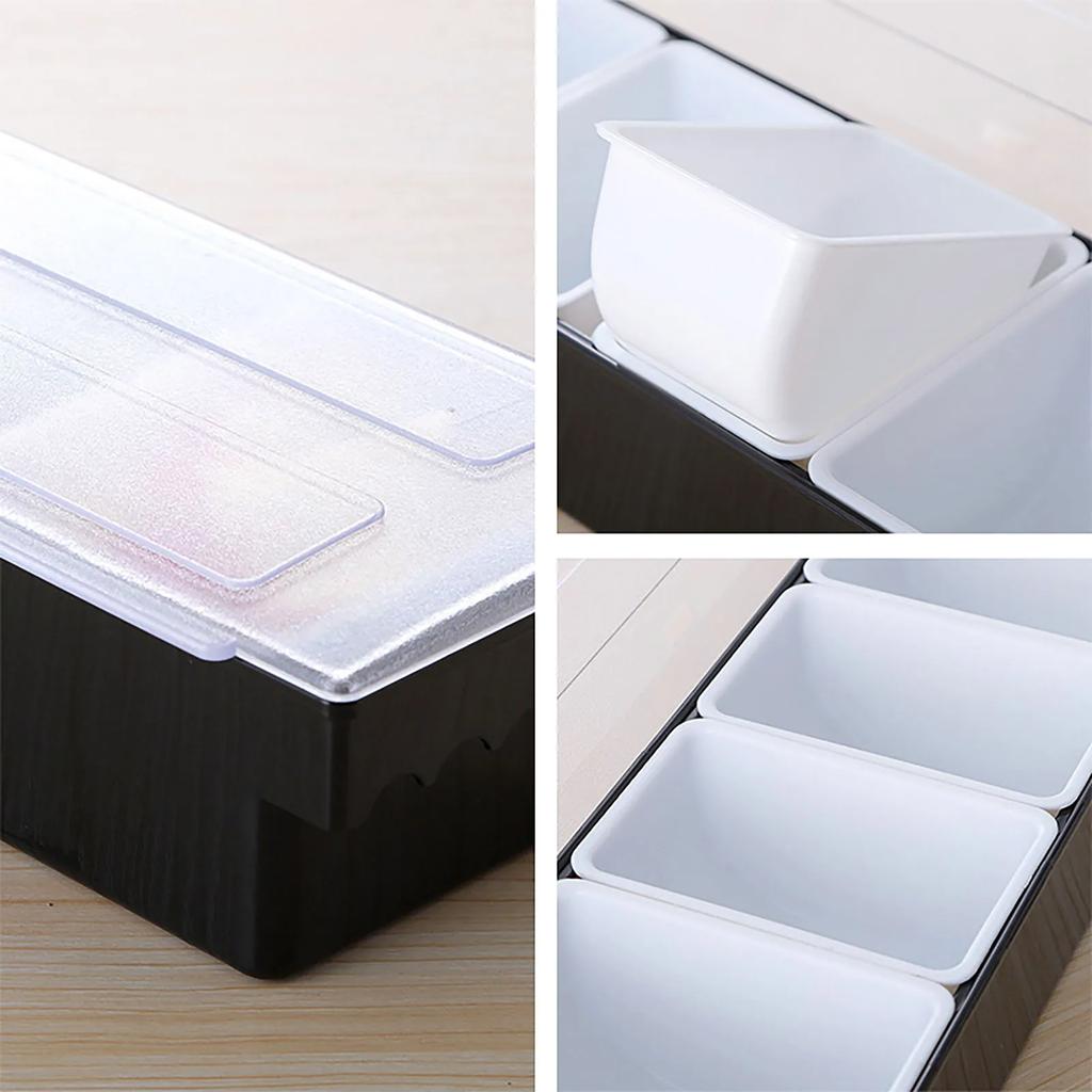 Ingredient Container 3 Grid Multifunctional Plastic Fruit Box with Transparent Lid for Dining Room, Living Room Room