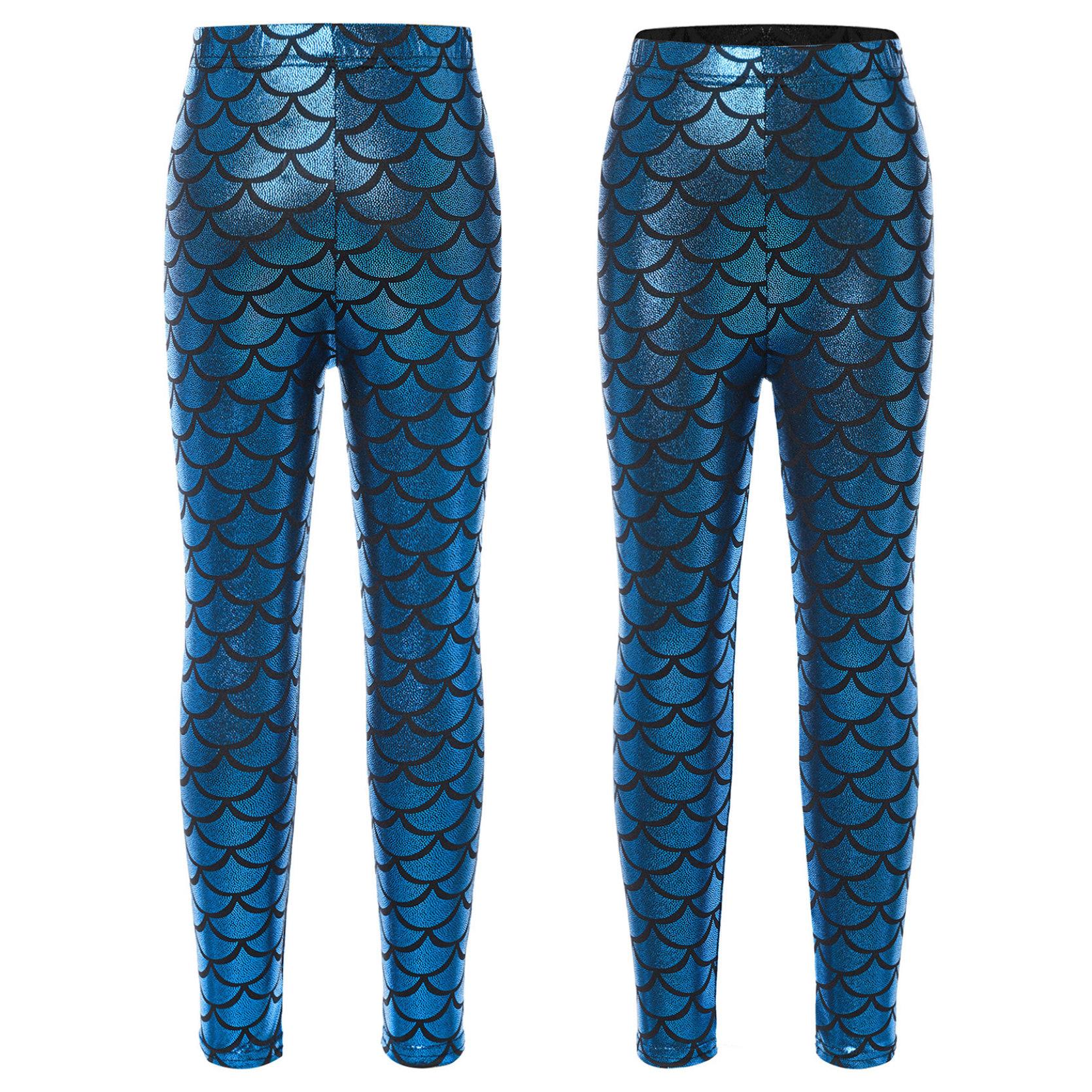 

Детская стильная одежда для девочек, эластичный пояс с принтом рыбьей чешуи, яркие леггинсы, уличная одежда 7-8 Years