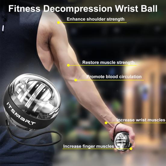 Gyroscopic Auto-Start Wrist Trainer Ball Compact Portable Forearm Exerciser Wrist Strengthener for Men Women