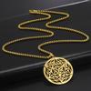 LIKGREAT Goldfarben Rund Blume des Lebens Merkaba Anhänger Halskette Meditations-Anhänger Edelstahl Schmuck Valentinstagsgeschenke