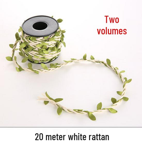 DIY Colorful Forest Style Green Rattan Leaves Hand-Woven Jute Rope for Decoration and Jewelry