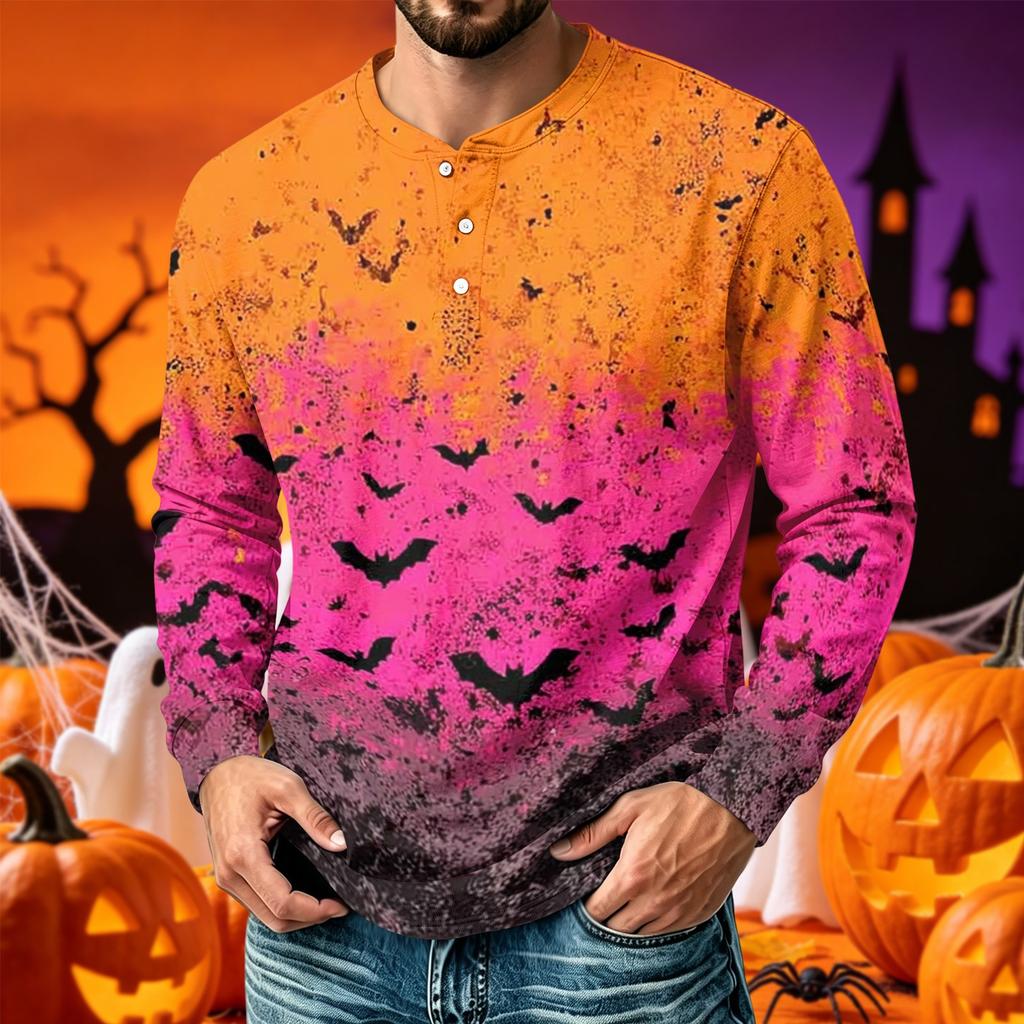Men's Printed Long Sleeve Casual T-Shirt for Everyday Wear