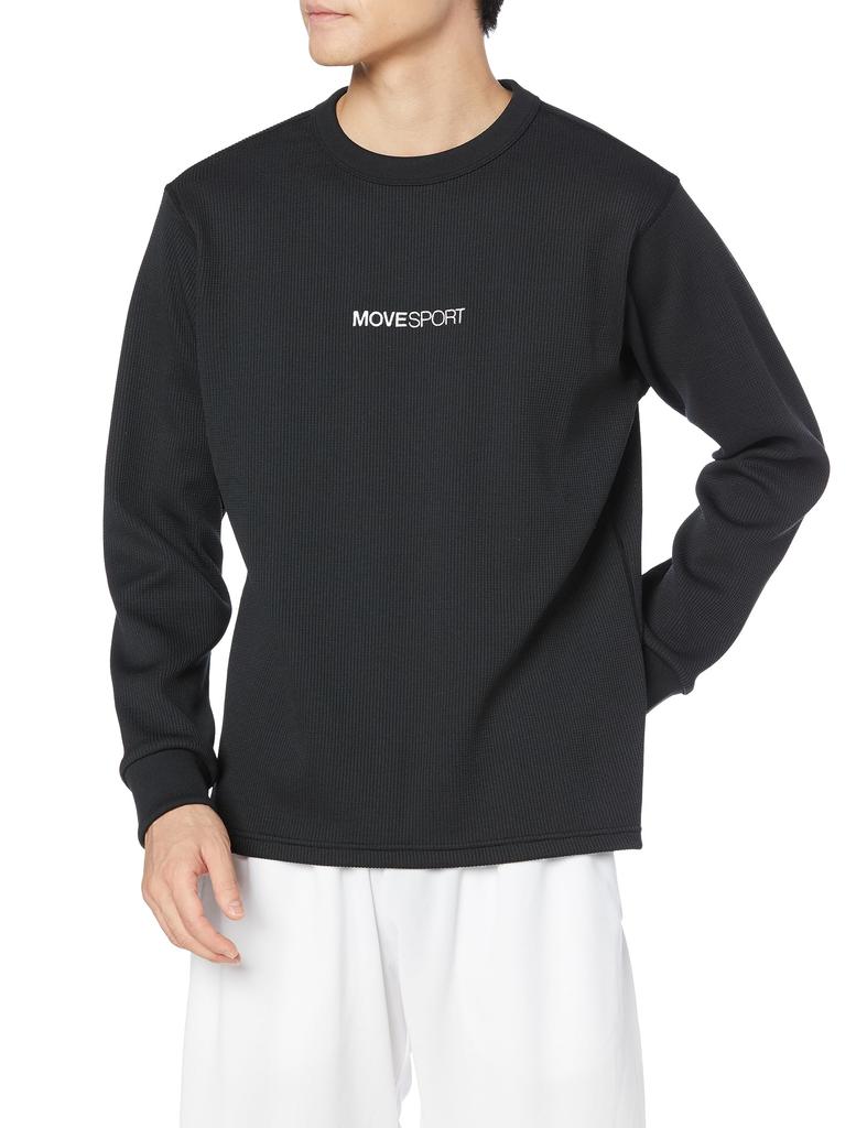 Long Long Sleeve Descente Waffle Crew Neck Hard Stretch MVSP BK S [Move Sports] T-shirt T-Shirt S.F.TECH (DMMWJC22)