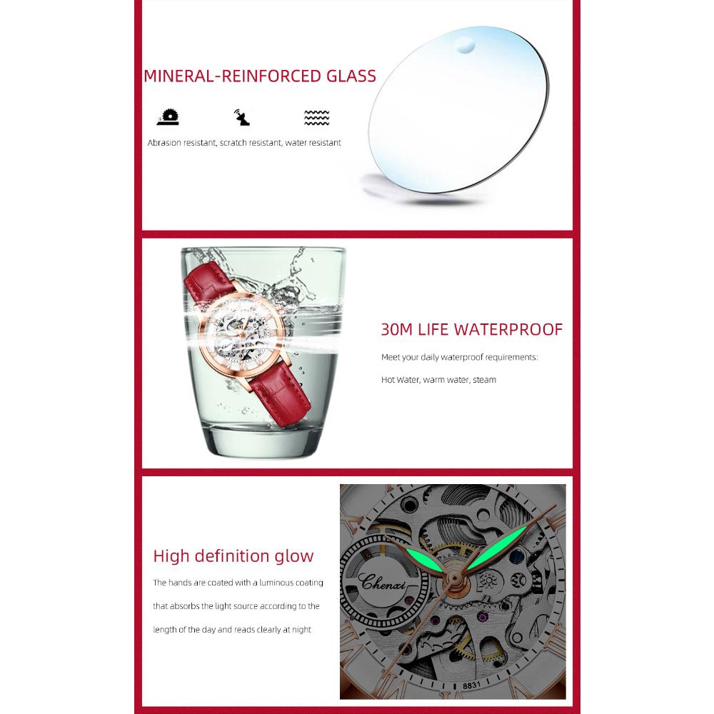 CHENXI Women Automatic Mechanical Watch Top Brand Luxury Stainless Steel Waterproof Wrist Watch