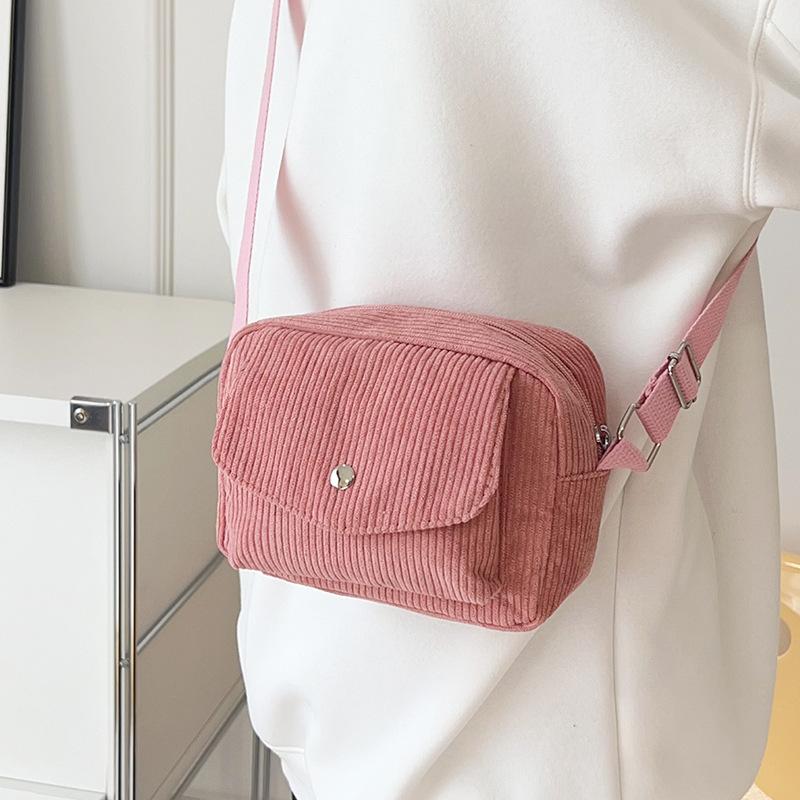 Women Corduroy Crossbody Shoulder Small Square Bag Casual Fashion Daily Handbag