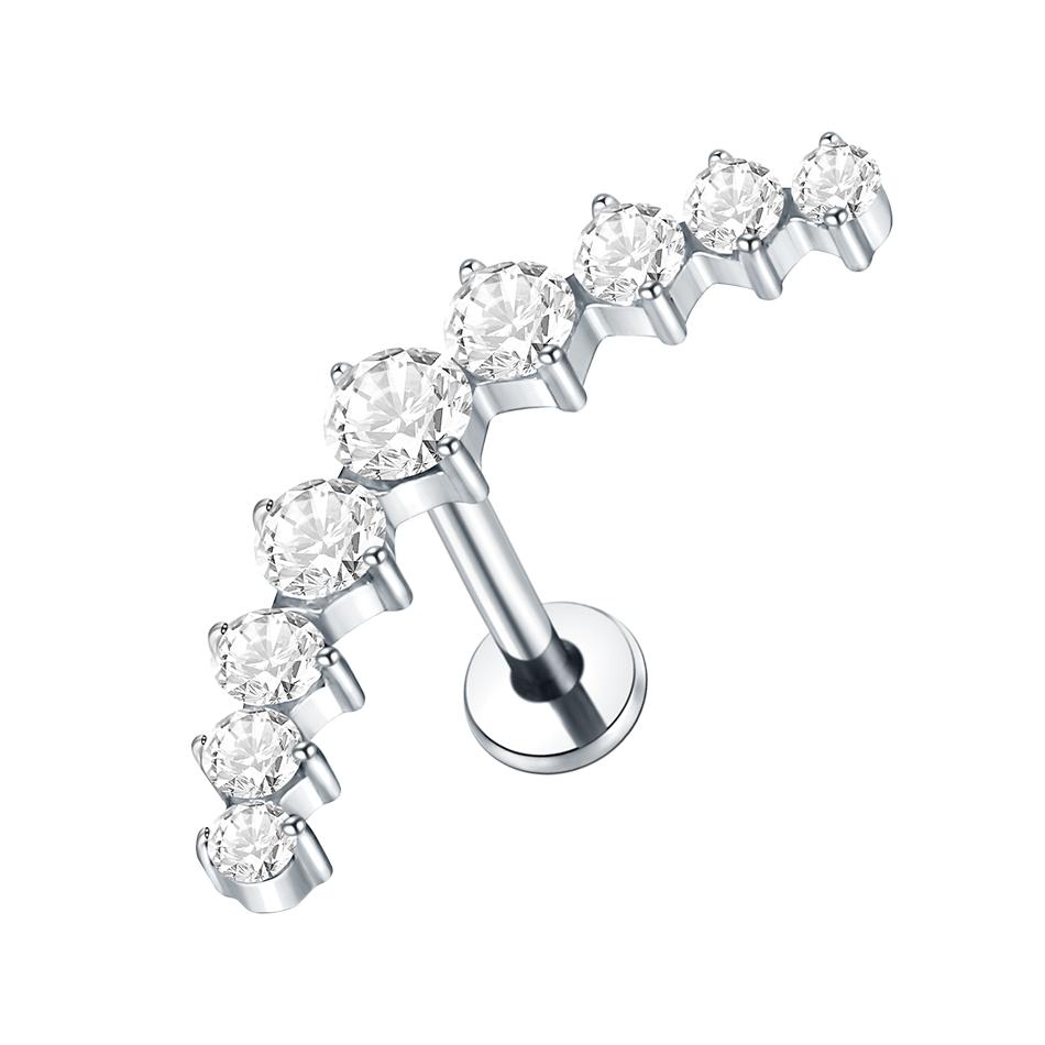 1Pc G23 Titanium Ear Tragus Cartilage Helix Daith Piercing Stud Earrings for Women Internal Thread Labret Piercing Lip Ring 16G