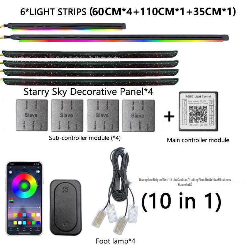 Universal Car LED Starry Sky Ambient Light - Music Rhythm, Dynamic Shadows, Interior Atmosphere Lamp