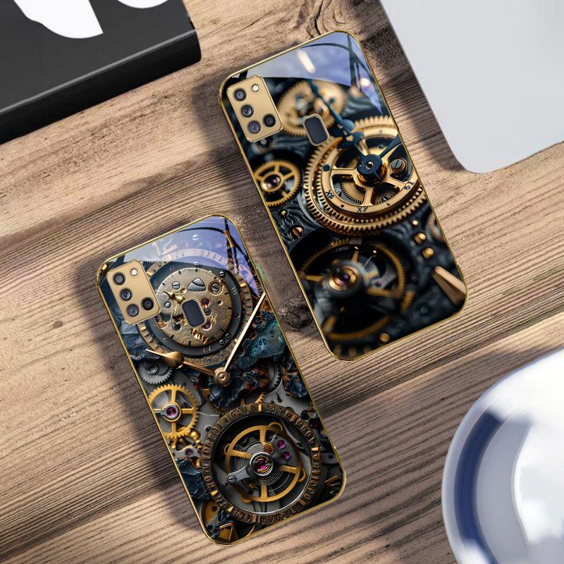 Präzises Metallgetriebe Für Samsung A 31 32 A33 A34 35 14 A15 13 16 25 26 50 52 53 54 55 56 70 71 72 73 Goldene Glas-Handyhülle
