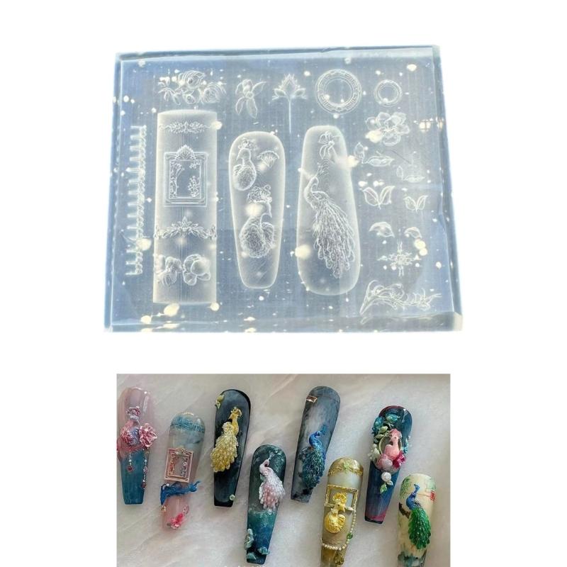 Reusable Nail Charm Silicone Mold For Chinese Emboss 3D Nail Art Creations And Creative Nail Embellishments