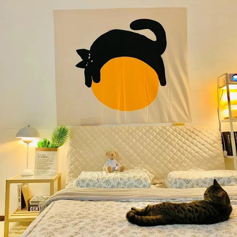 VIKAMA Cartoon Cat Tapestry Kawaii Animal Wall Hanging Cute Print Wall Decor Art for Living Room Bedroom Dorm Home Decoration
