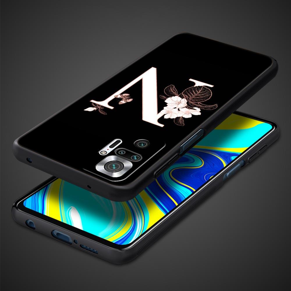 Phone Case Cover for Redmi 14C 10C Note 15 14 13 12 10 11 Pro Plus K40 Soft TPU Shockproof Fundas Shell Flowers Initial Letter