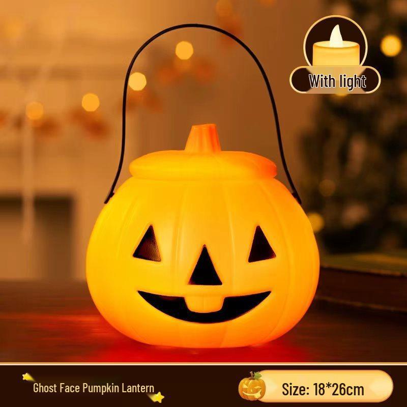 Halloween Pumpkin Lantern and Candy Bag with Luminous Effects for Trick-or-Treating