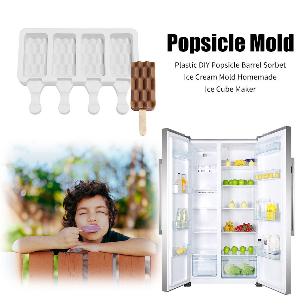 Silicone Ice Cream Mold 4 Holes Popsicle Cube Maker Mould Chocolate Tray Kitchen Gadgets Dining Bar Home Tools