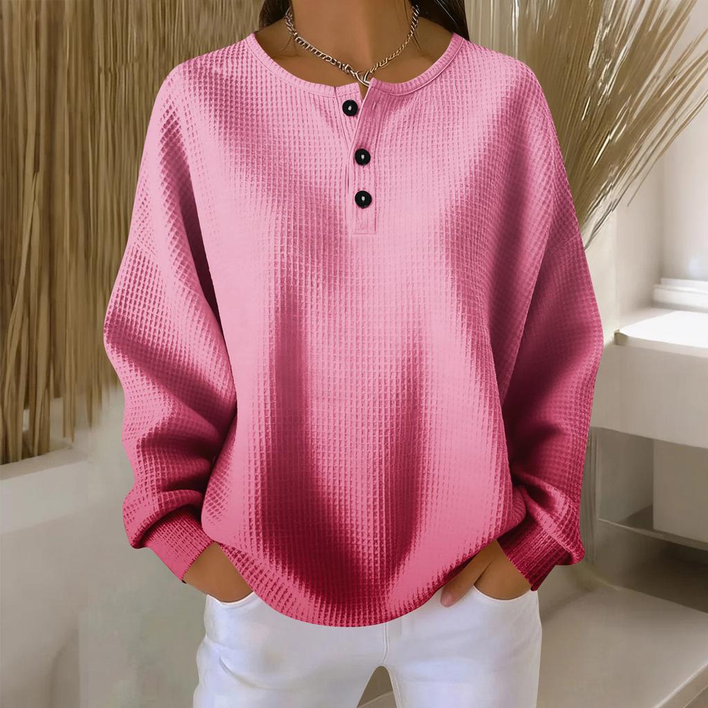 Women's Casual Shirts Long Sleeve Tops Button Up V Neck Loose Knit Fall Favorites For Women