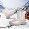 Children's Waterproof High-Top Snow Boots with Velvet Lining, Non-Slip Leather Surface, and Closed Toe Design.