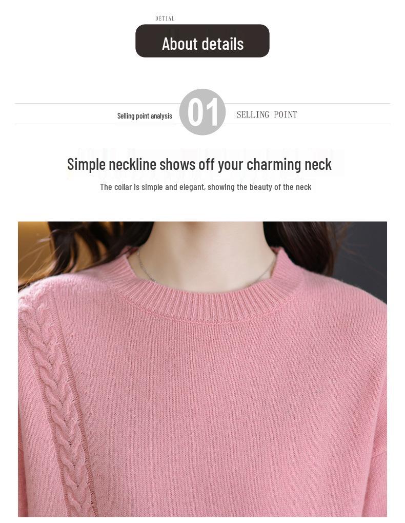 HYY Pure Wool Women's Casual Round Neck Sweater - Warm Knitted Cashmere for Autumn/Winter with Free Shipping & Returns