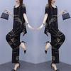 Plus Size Women's Fat Mother's Age-reducing Slimming Wide-leg Pants Casual Suit Summer Fashionable and Age-reducing Two-piece Set
