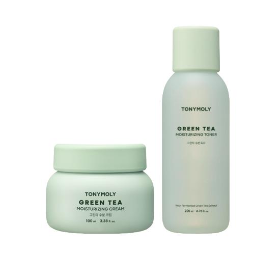 Увлажняющая линия для ухода за кожей с зеленым чаем TONYMOLY (ТОНЕР, ЛОСЬОН, СЫВОРОТКА, КРЕМ, МИСТ) (16 вариантов) #Toner 200ml + Cream 100ml