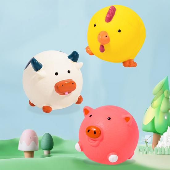 Palla per Animali Giocattolo per Cani Lattice Squeaky Maiale Pulcino Mucca Cane Giocattolo da Masticare Giocattolo Interattivo per Addestramento Cani per Lancio e Presa Gioco di Riporto