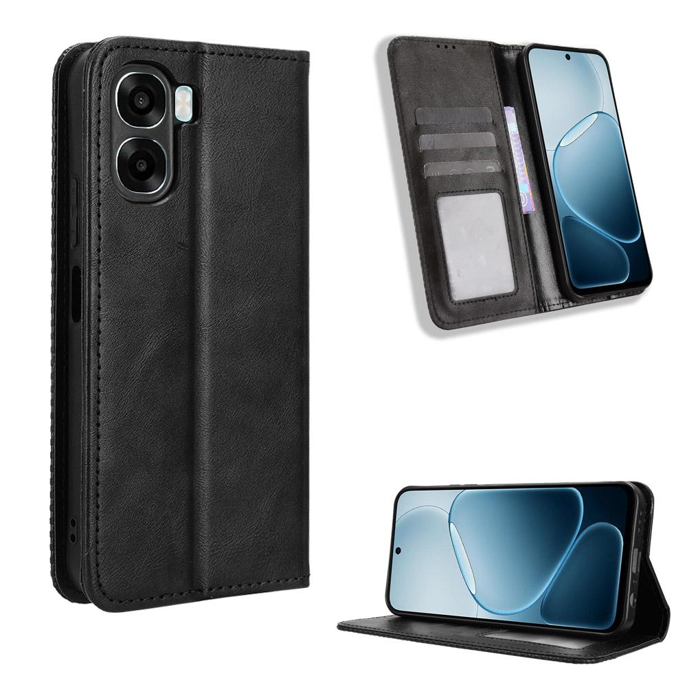 Flip-Hüllen für OPPO A6X Lederhülle [Flip Vintage Leder] Stoßfest Langlebig Retro Handyhülle