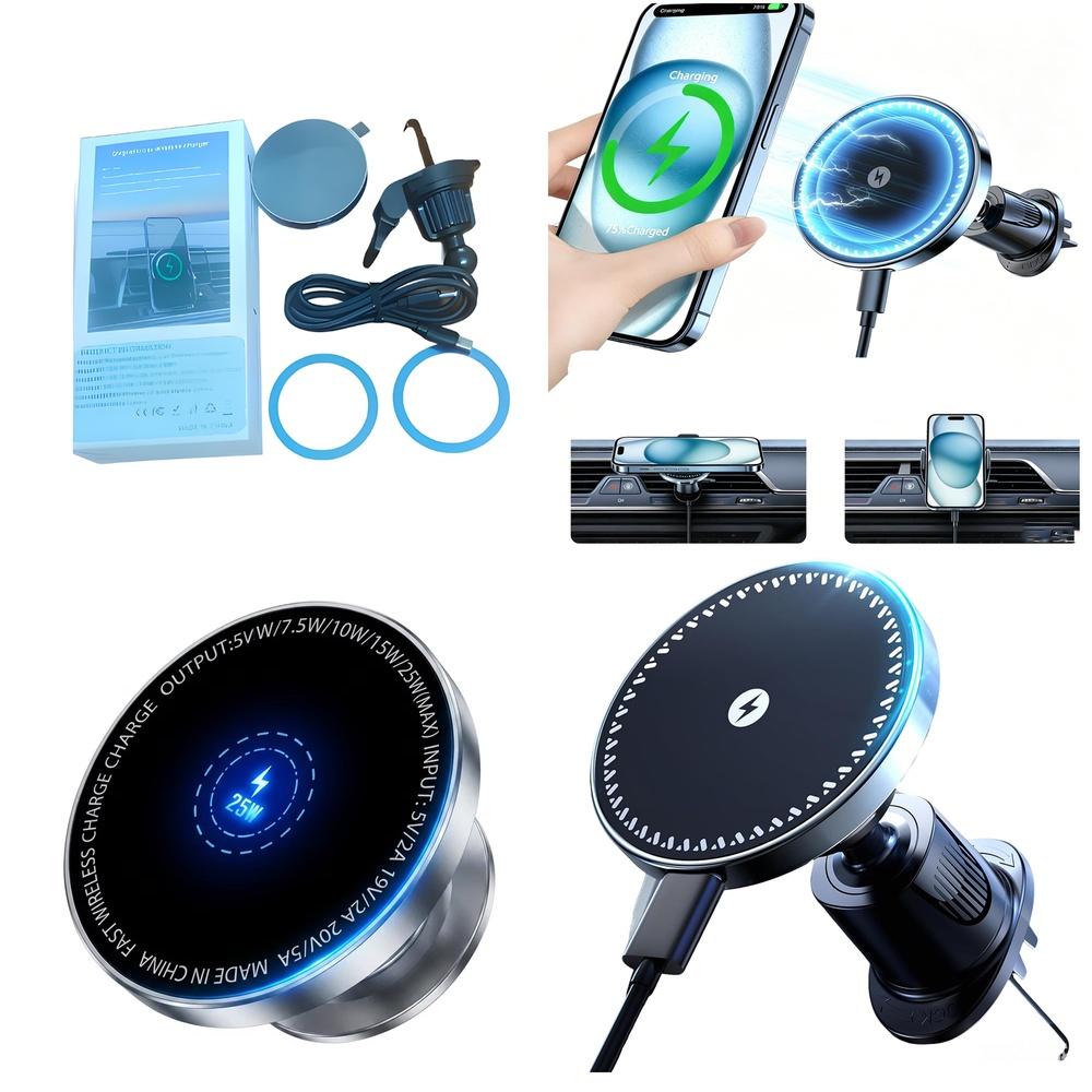 Sleek 25W 15W Magnet Charger Wireless Magnetic Car Holder Portable Compact Design for Smartphones Use for Device Protection
