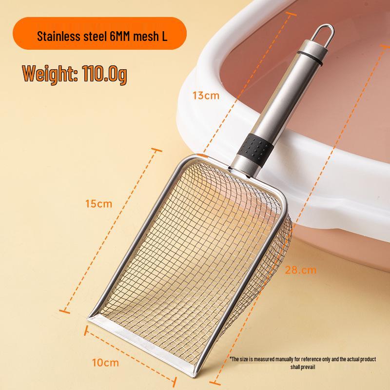Stainless Steel Fine Hole Cat Litter Scoop with Hook