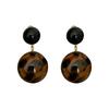 Premium leopard print resin ball stud earrings, female S silver needle front and rear design, a two-wear ball earrings, earrings.