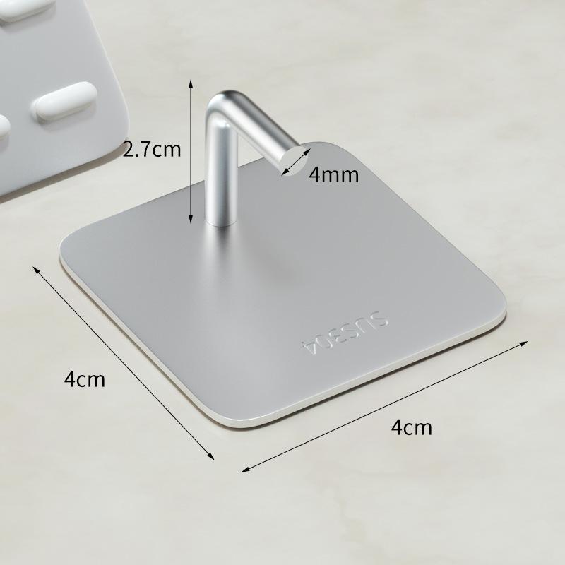 Punch-Free Brushed Stainless Steel Wall Hook - Strong Adhesive, Wall-Mounted, for Kitchen, Toilet, Clothes, Metal Hook.