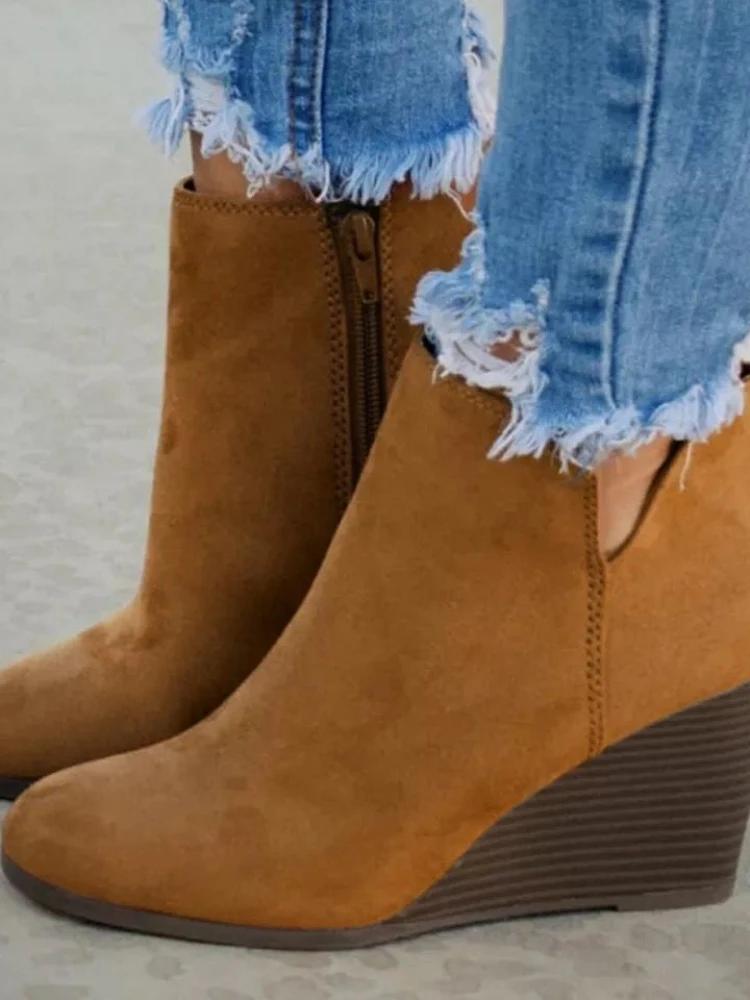 

Мода 2025 Осень Новые ботинки челси Ретро танкетки Платформа Леопард Женская обувь Женские боковые молнии Высокий каблук Ботильоны Botas Mujer 43 жёлтый