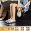 Genuine leather bag head slippers 2025 summer new flat bottom outer wear half drag women's fashion versatile casual shoes beach women's shoes
