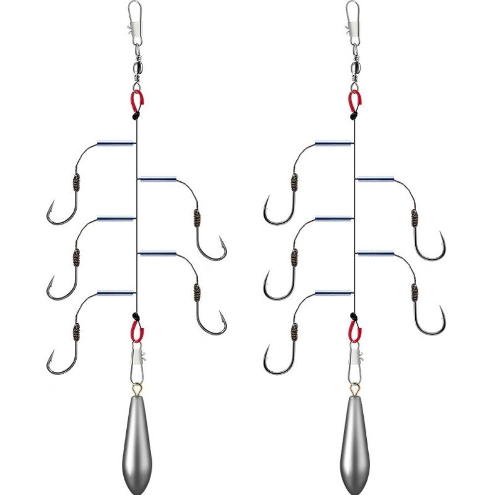 5pcs Durable Aluminum Alloy Anti-Tangle Fishing Hook Set Sea Rod Hooks  Sea Fishing