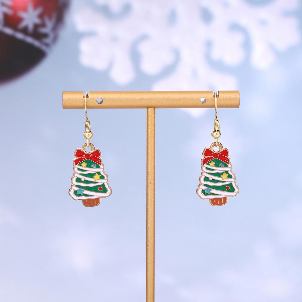 Cartoon Drip Santa Earrings, Personalized Christmas Column Elk Gingerbread Man Earrings