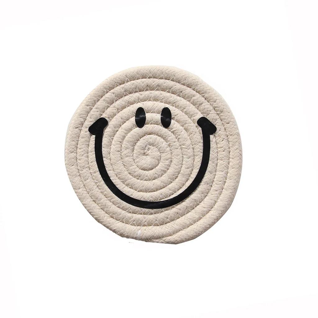 Smile Face Cup Coaster Coffee Drinks Table Mat Protective Placemat Cup Holder Heat Insulation Pad Kitchen Accessories Home Decor