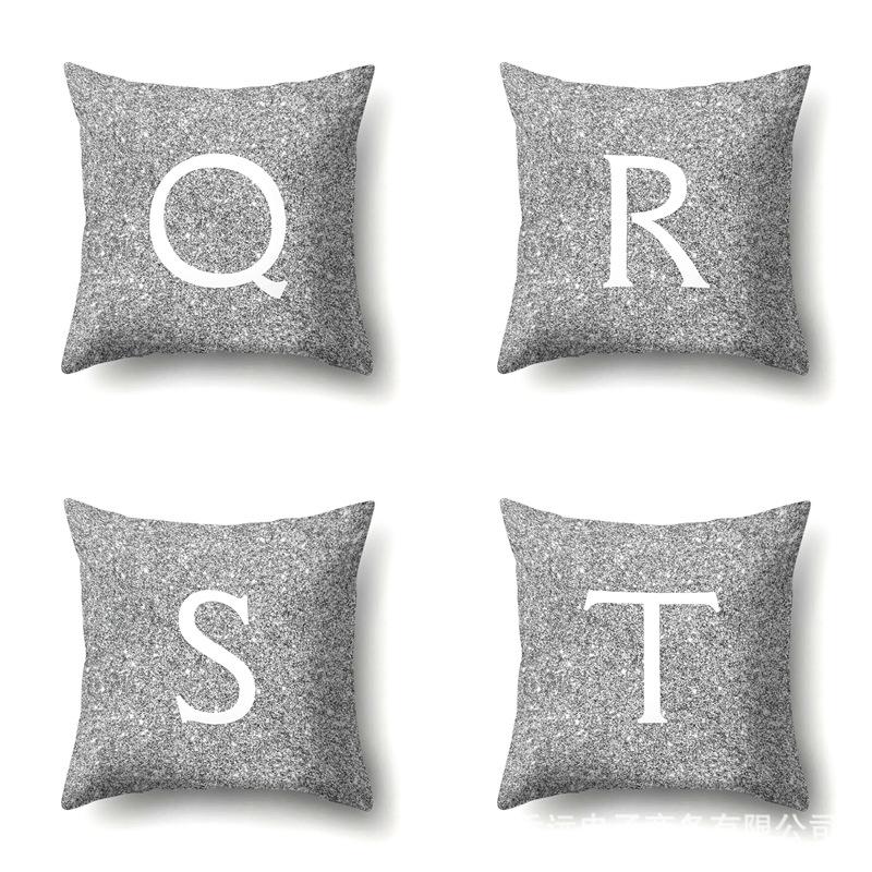 Polyester Pillowcase Home Decoration Gray Bottom Pillowcase 26 English Letter Cushion Cover