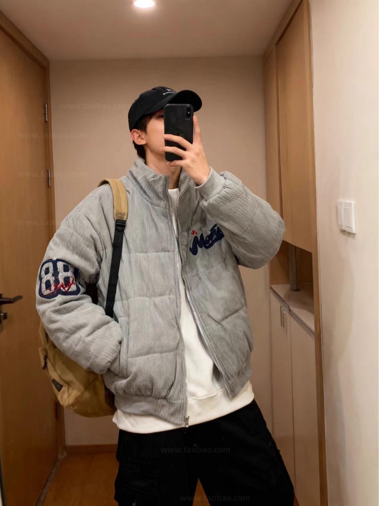 

Men s Trendy Warm Cotton Puffer Jacket 2025 - Sports Casual Winter Coat M сірий колір