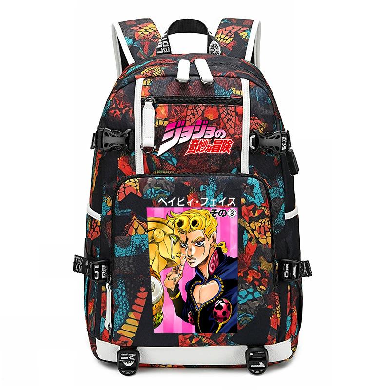 Stampa di JoJo's Bizarre Adventure Zaino Scolastico Studentesco Grande Capacità Casual Daypack per Adolescenti Bambini Scuola Viaggio