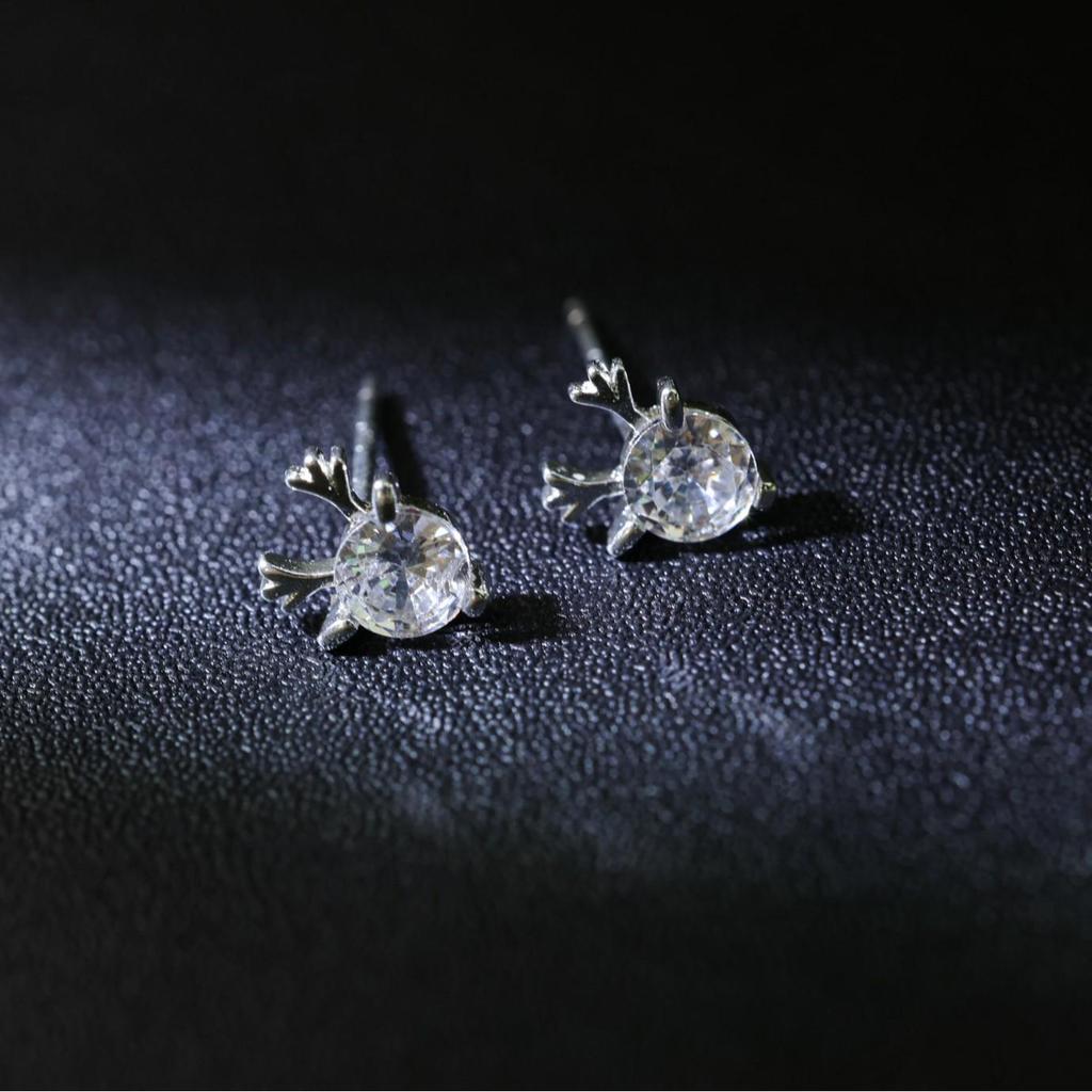 SHEIN Antler Stud Earrings S925 Silver Needle - Sweet Simple Christmas Gift Jewelry