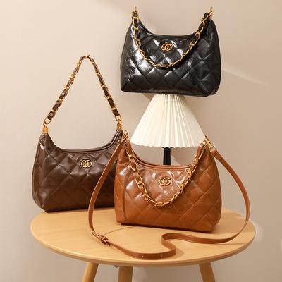 Xiaoxiangfeng Ölwachs Rautenketten-Tasche Retro Schulter Achselhöhle Neue Mode Tasche Damen-Tasche