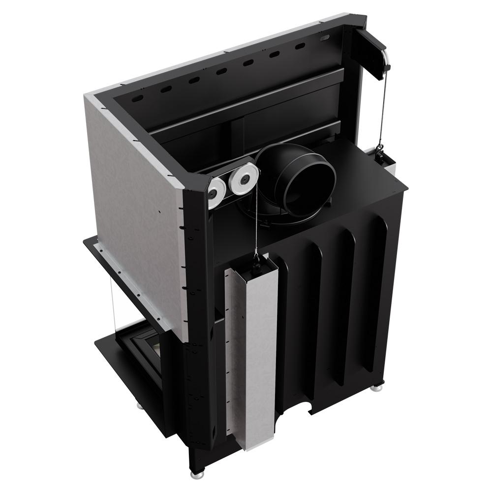 Steel Fireplace KRATKI NADIA Right 14 kW Ø 200 Lift-up Black Thermotec