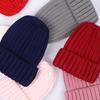 Women Winter Hat Solid Color Thick Warm Knit Hat Brimless Ribbed Breathable Hat