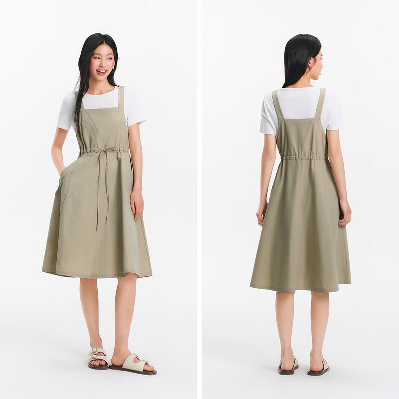 Semir Damen Tunnelzug A-Linien Latzkleid & T-Shirt Set