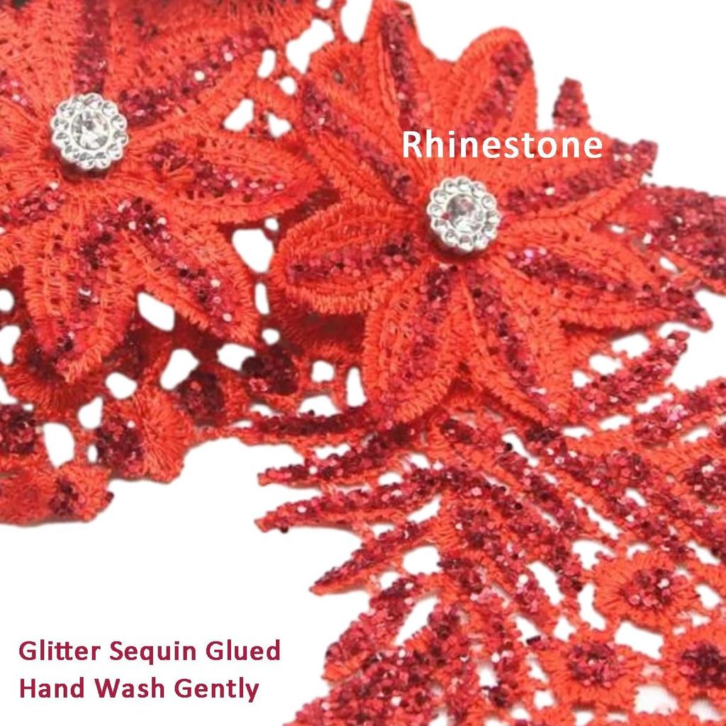 4er-Pack 3D-Blumen-Pailletten-Applikation mit Strass-Glitzer-Perlen-Stickerei, Stoff-Spitzenbesatz für Hochzeit, Brautkleid, Kleid, Tasche, Kissen