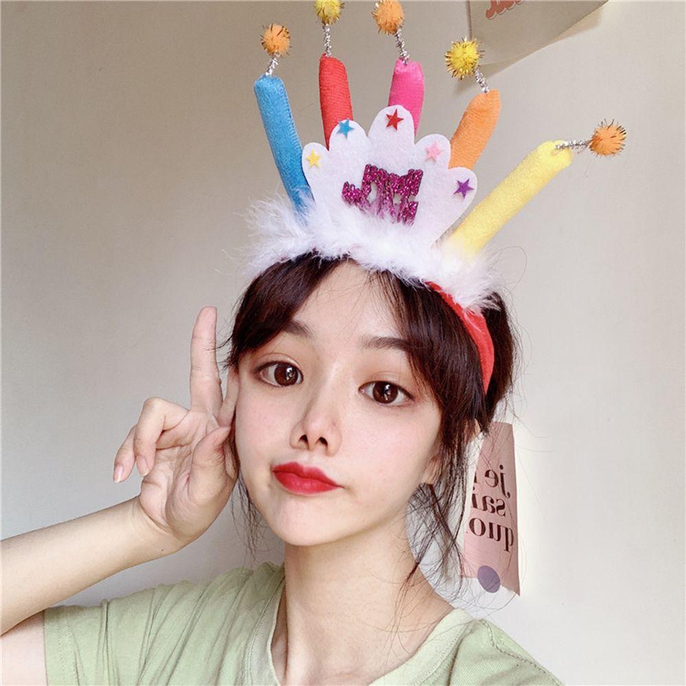 

Happy Birthday Candle Women Hair Hoop Birthday Hairband Korean Style Headband Hair Accessories червоний