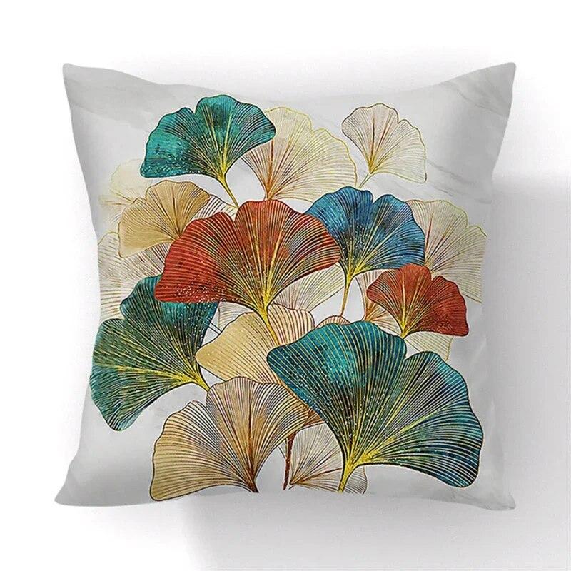 45x45cm Ginkgo Leaf Polyester Cushion Cover Black Gold  Lumbar Pillow  Living Room Chair Sofa Home Decor Gift