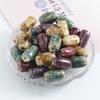5PCS Flower Carving Glaze Transformation Ceramics Barrel Beads Loose Spacer Beads for Jewelry Making DIY Bracelet Accessories