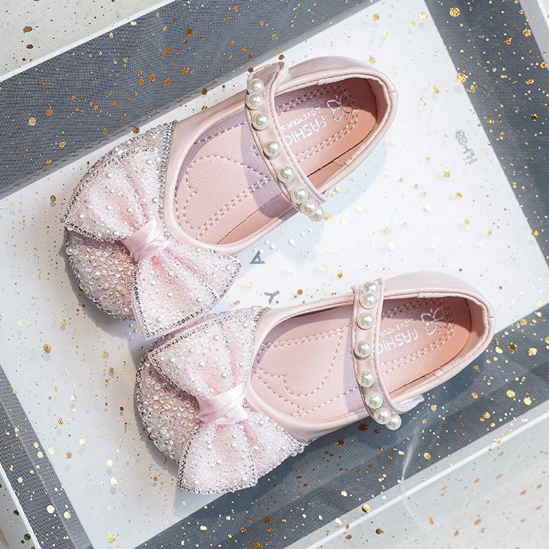 Girls princess shoes 2025 new beautiful women's treasure crystal shoes with dress girls leather shoes Elsa children's shoes autumn
