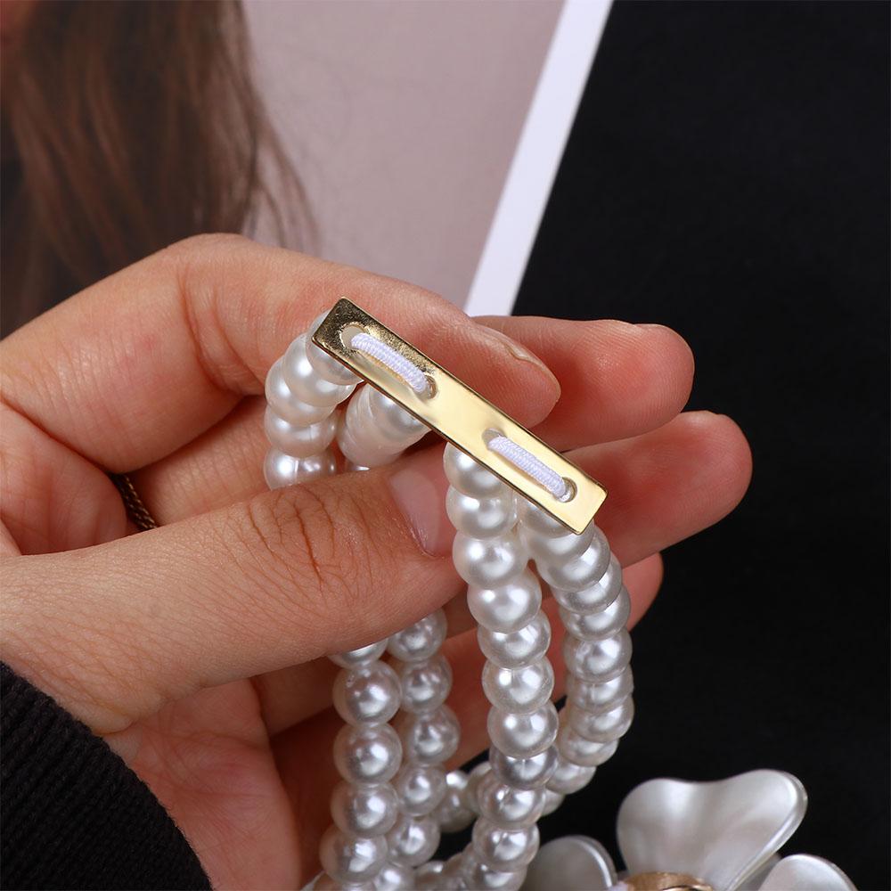 Jeans Metal Buckle Elastic Flower For Girls Korean Belt Faux Pearl Women Waistband Dress Decoration