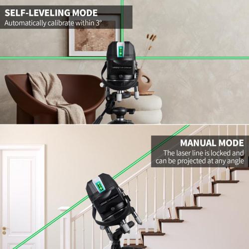 Firecore FGL-411G 5-Line Green Laser Level with 4-Direction Large Square Line Projection, 360 Rotating Laser Line, High Brightness, Automatic Self-Le