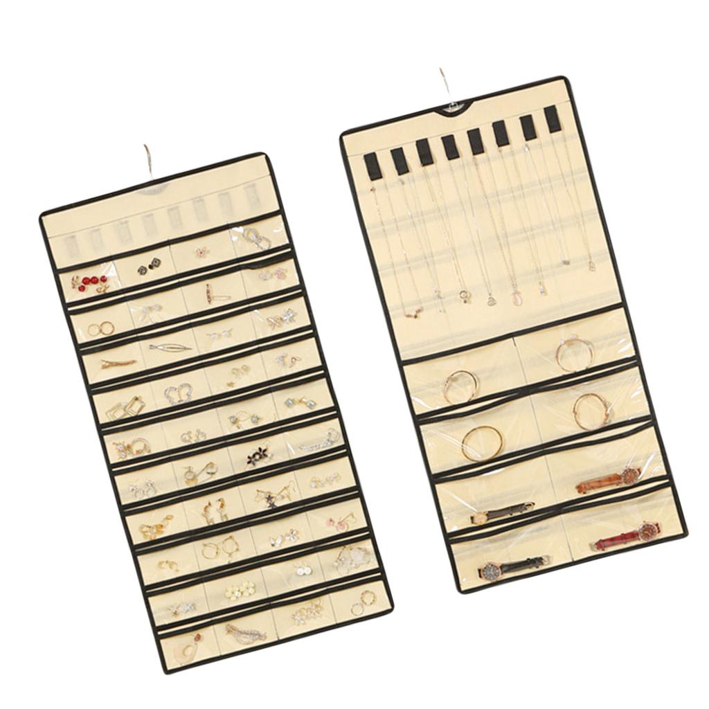 Multipurpose Jewelry Hanger with Clear Pockets Home Accessory for Rings Bracelets and Necklace Display Solution