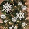 18pcs Snowflakes-Christmas Tree Decorations, Snowflake Ornaments for Tree, Plastic Glitter White Snow Flakes Ornaments